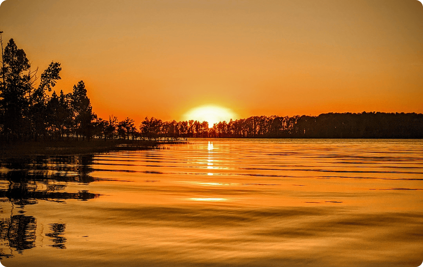 Sunset over lake